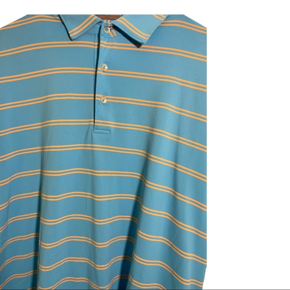 Peter millar summer comfort polo blue with stripes half button flaw Spot… - Picture 3 of 9